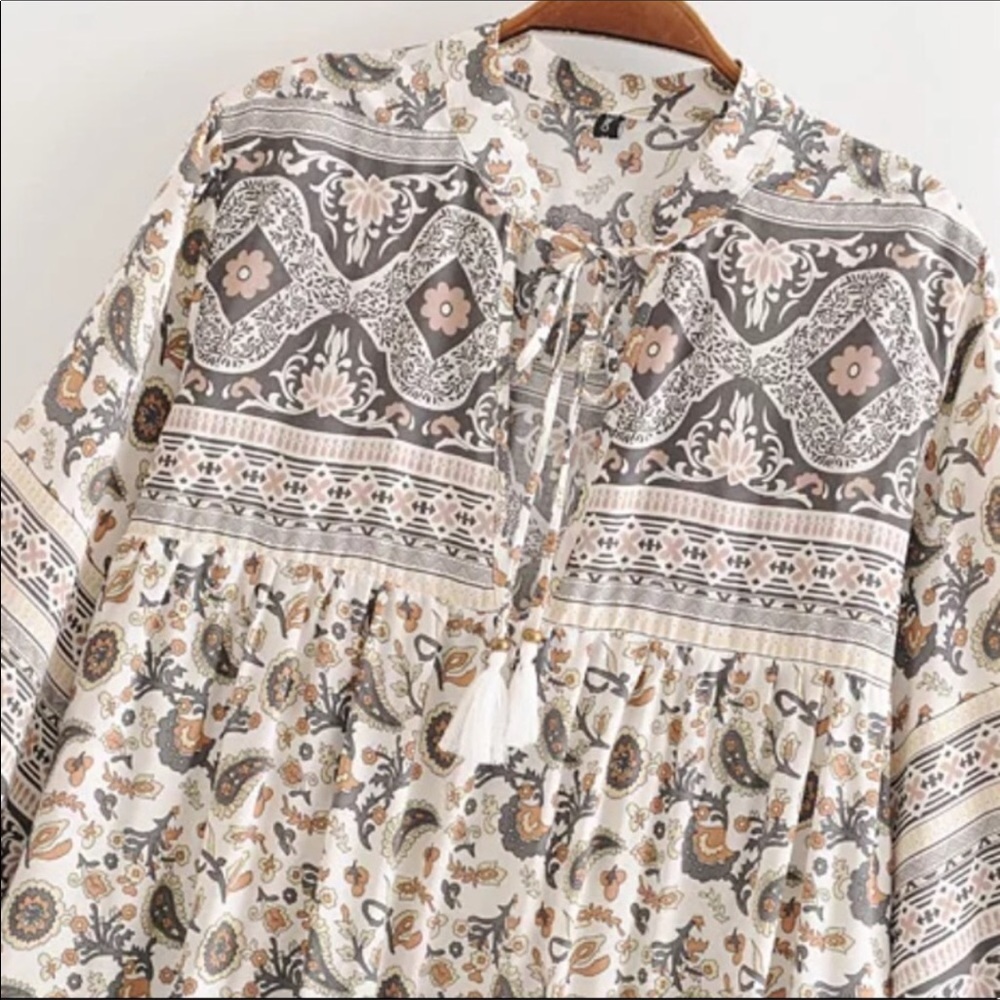 Gypsy Boho Western Paisley Floral Dress - Picture 6 of 14